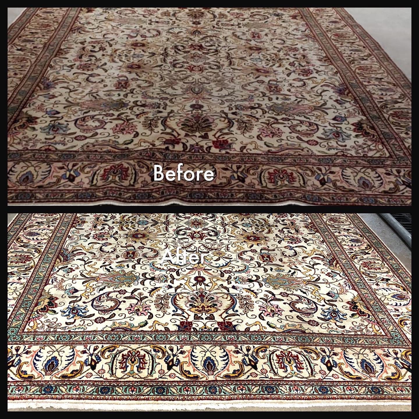 Before and after carpet ruges cleaning