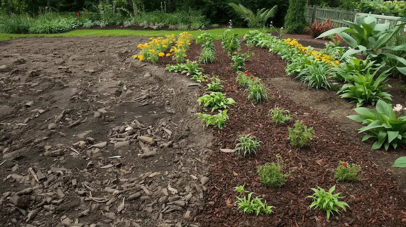 Plant Mulch and grown up garden