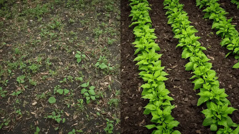 garden without mulch bed
