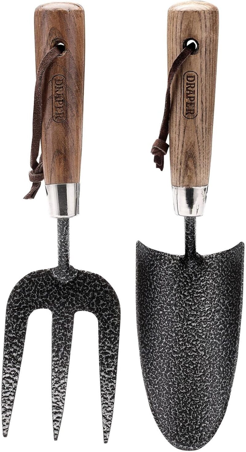 Draper 2-Piece Carbon Steel Garden Tool Set Hand Fork & Trowel, Heavy-Duty Gardening Kit - Image 2