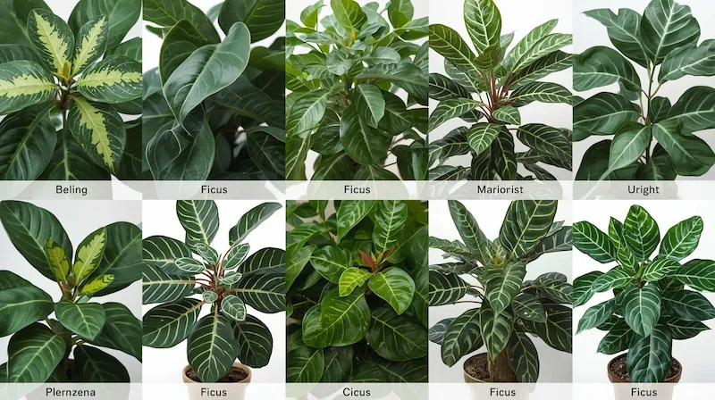 Healthy indoor ficus tree near window with bright green leaves