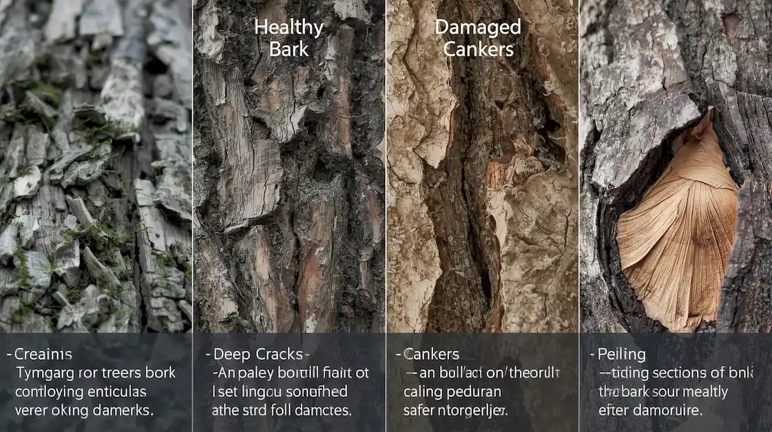 Healthy vs dameg tree bark